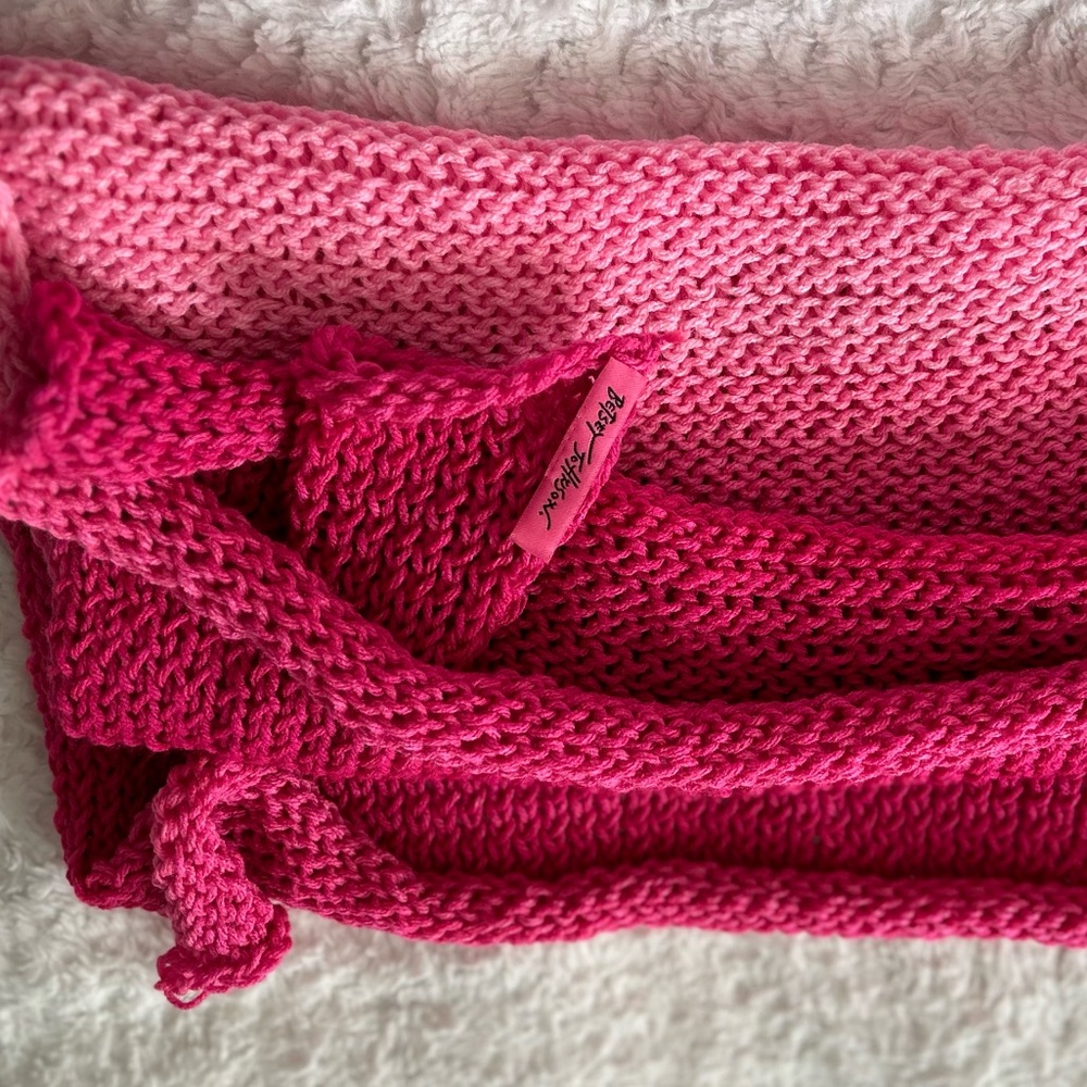 Betsey Johnson, bundle two knit scarfs ombre pink confetti neon rare find🎁⭐️👀 - Picture 14 of 14